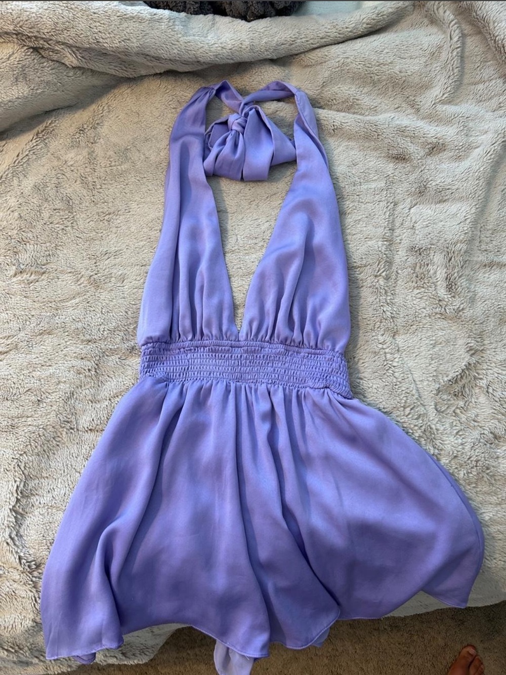 DO+BE Lavender Backless Halter Mini Dress